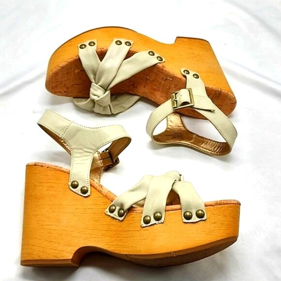 KORKS DAWSON OFF WHITE ANKLE STRAP PLATFORM WEDGE SANDALS SIZE 9 NWOB - Picture 13 of 16
